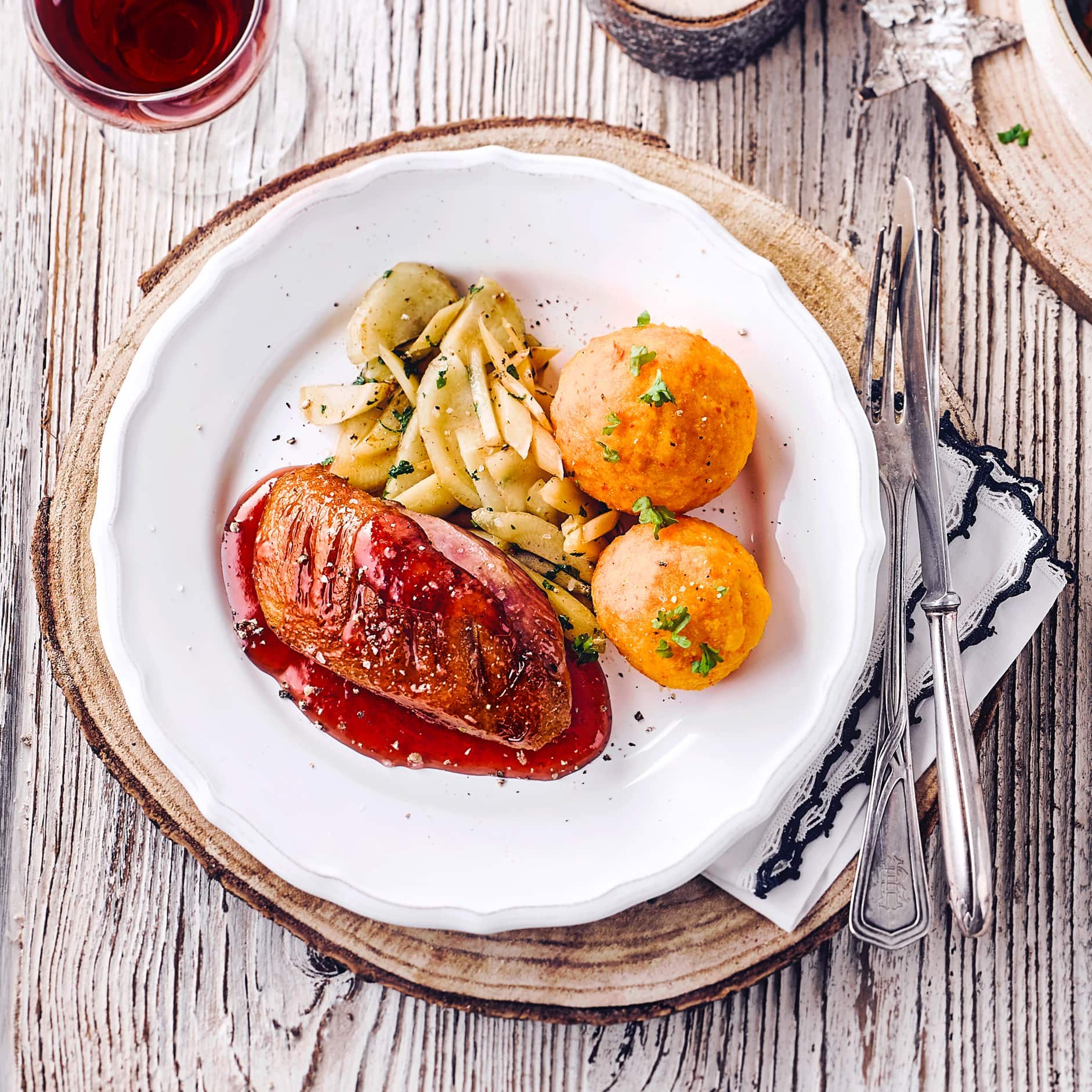 Ente mit Johannisbeer-Gelee