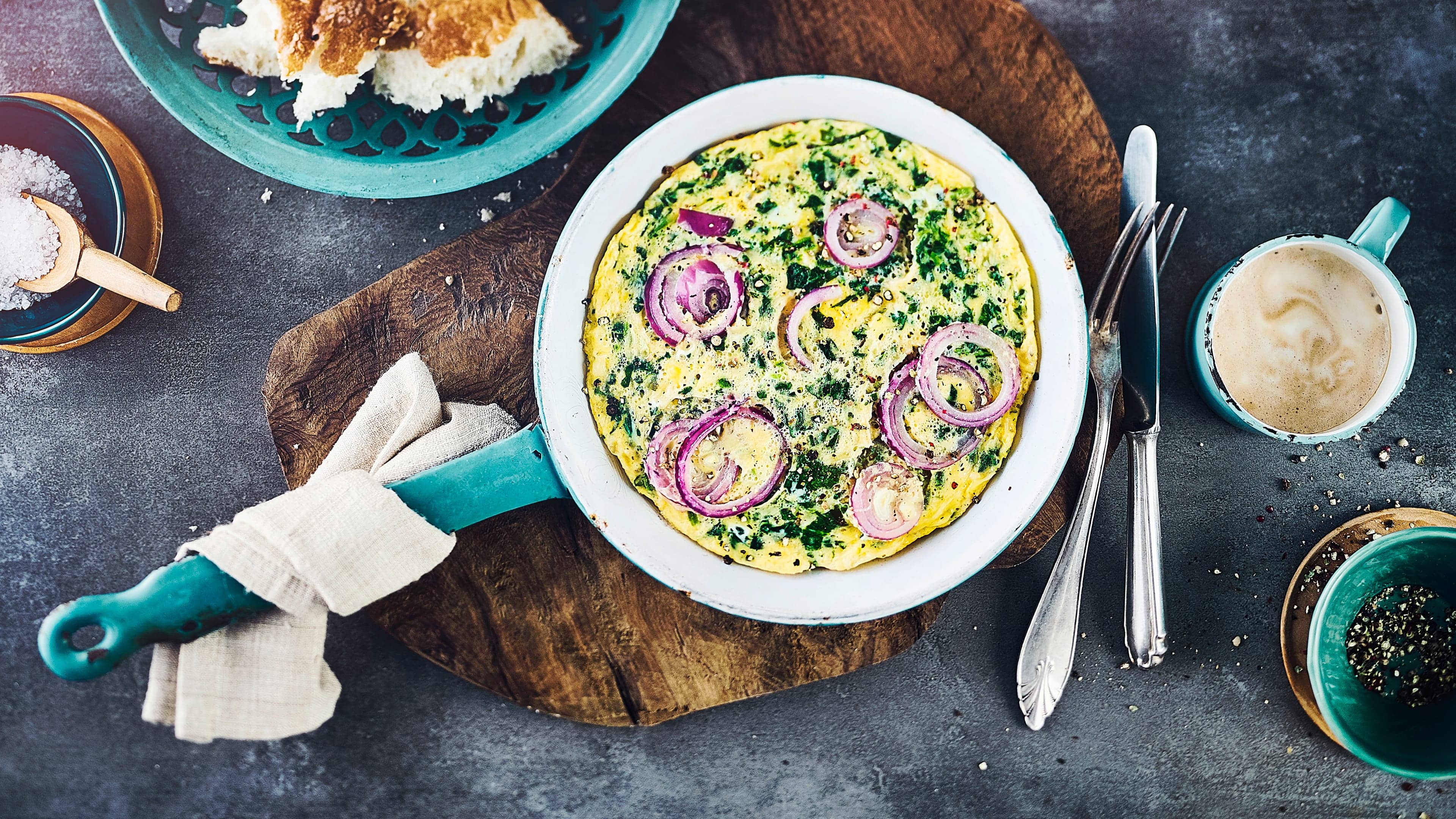 Spinat-Zwiebelomelette Spinat-Zwiebelomelette