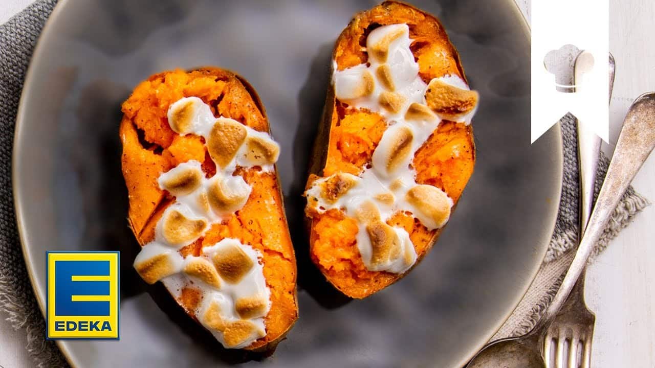Süßkartoffelstampf Rezept YouTube Platzhalterbild für ein Video mit dem Titel 'Süßkartoffelstampf Rezept'.
