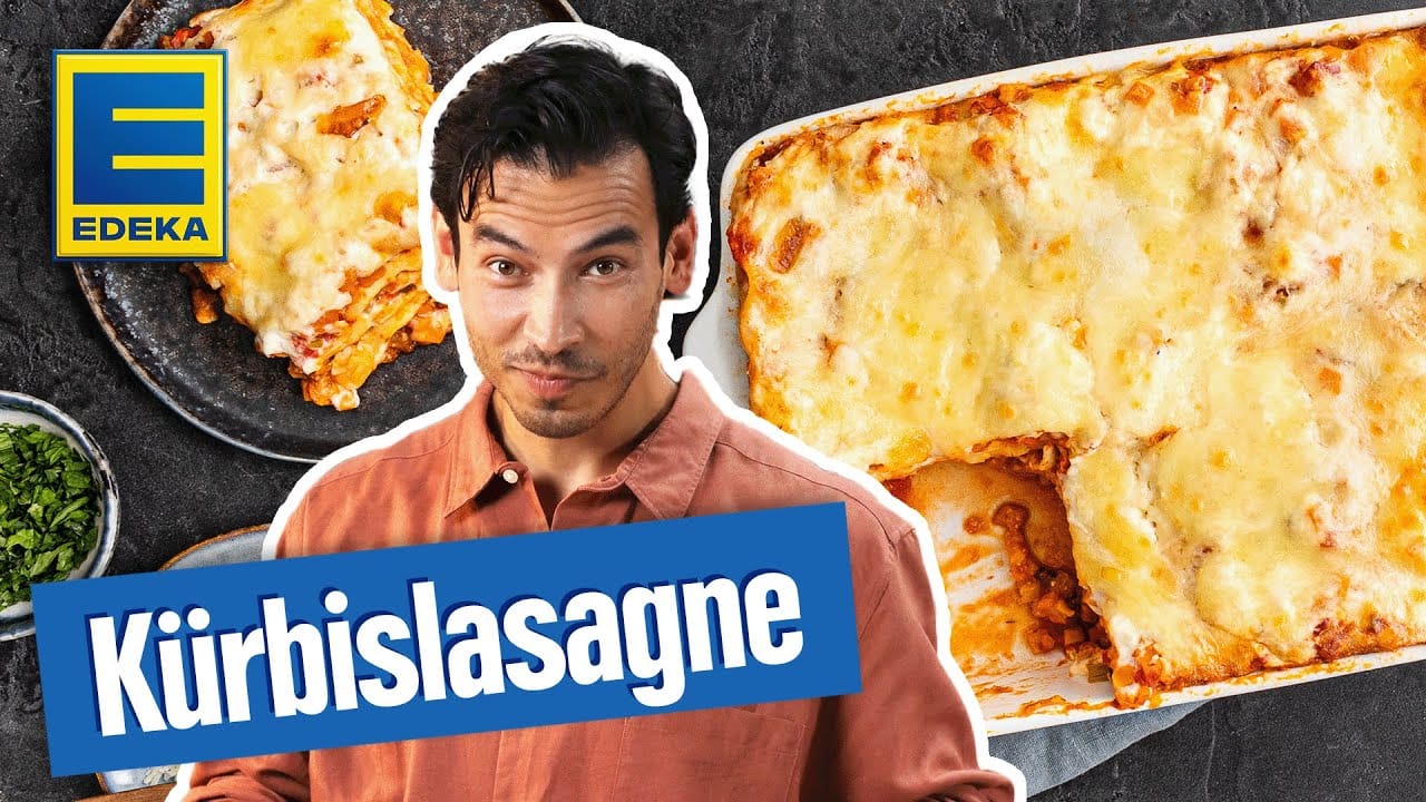 Vegetarische Kürbislasagne YouTube Platzhalterbild für ein Video mit dem Titel 'Vegetarische Kürbislasagne'.