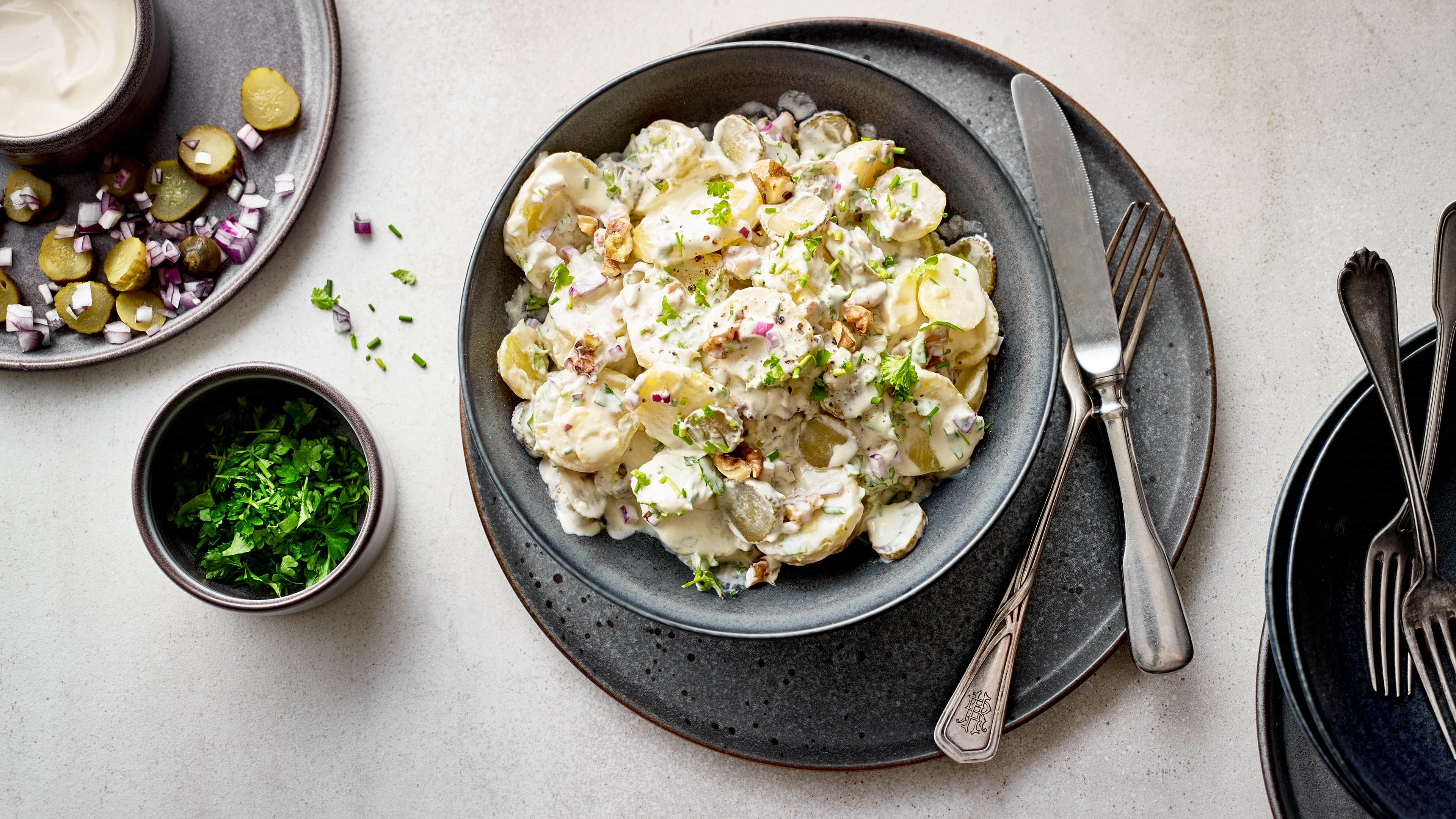 Kartoffelsalat mit Crème fraîche Kartoffelsalat mit Crème fraîche