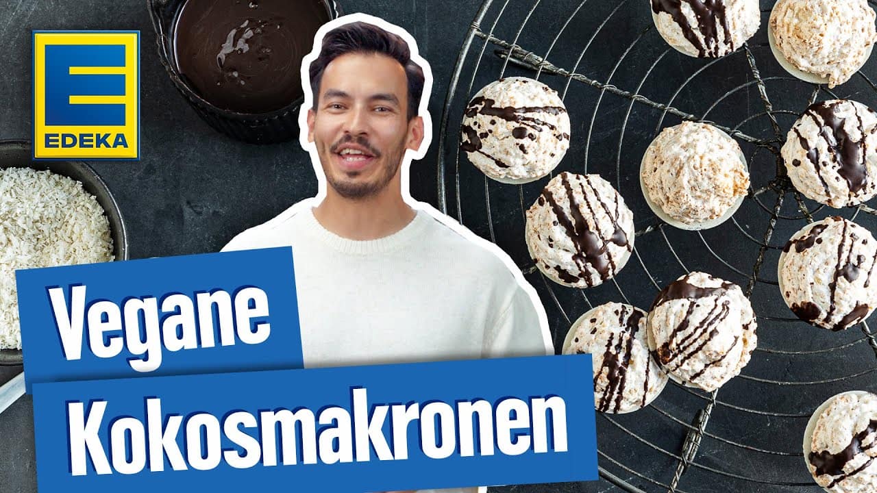 Vegane Kokosmakronen YouTube Platzhalterbild für ein Video mit dem Titel 'Vegane Kokosmakronen'.