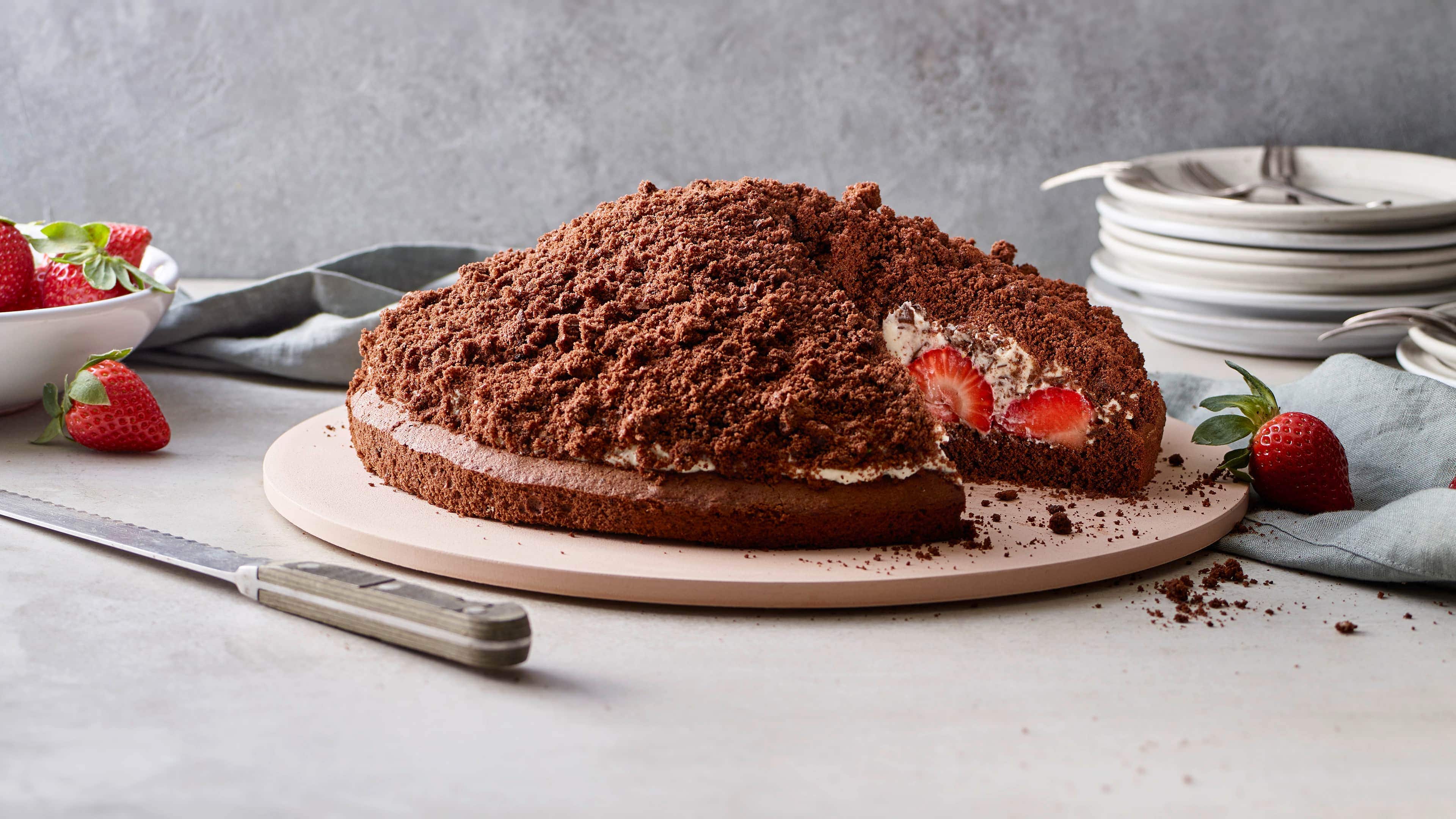 Maulwurfkuchen mit Erdbeeren Maulwurfkuchen mit Erdbeeren