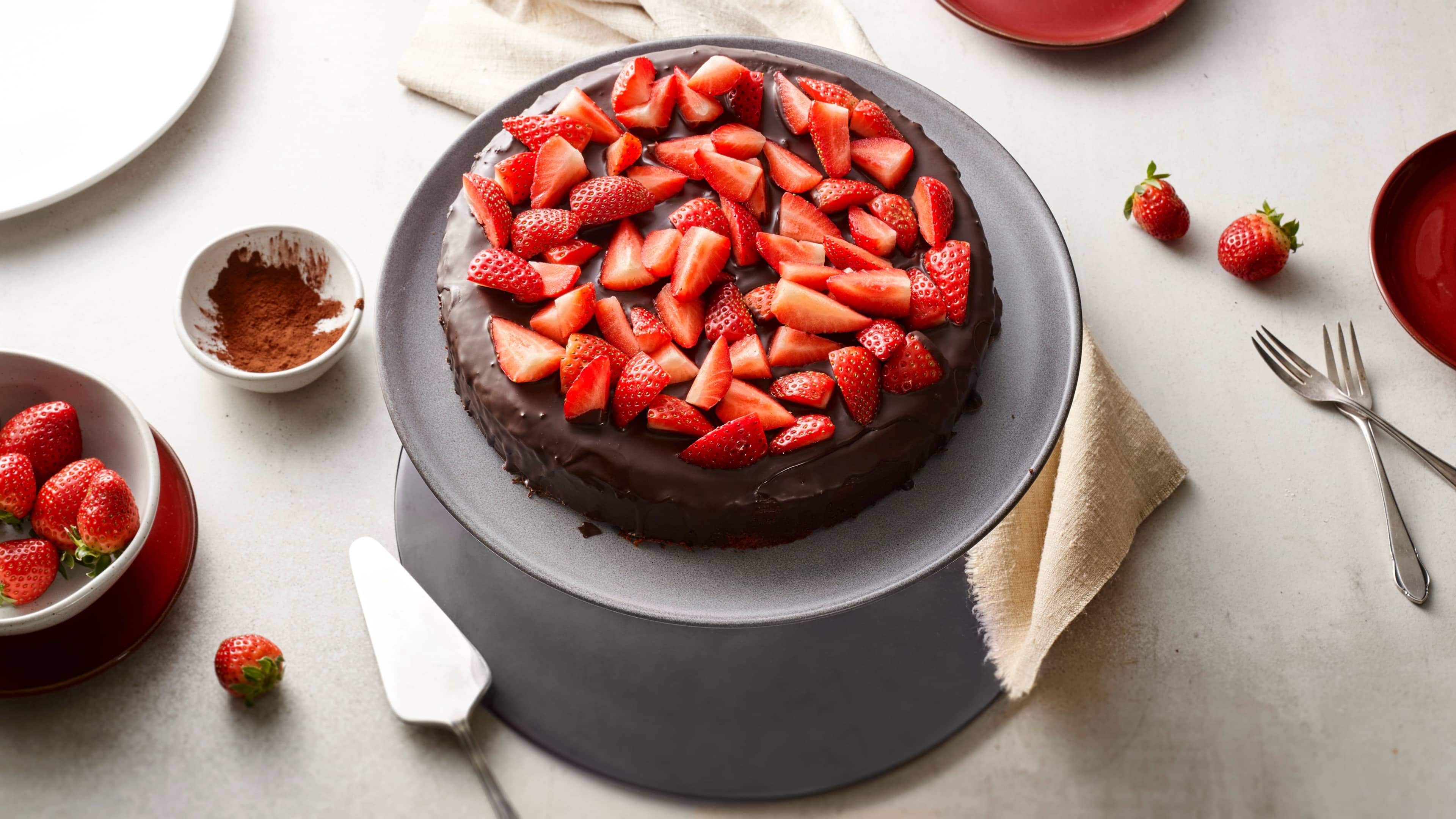 Schokokuchen mit Erdbeeren Schokokuchen mit Erdbeeren