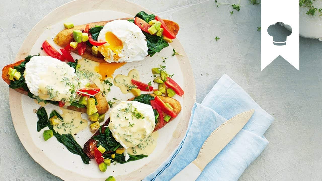 Vegetarische Eggs Benedict YouTube Platzhalterbild für ein Video mit dem Titel 'Vegetarische Eggs Benedict'.