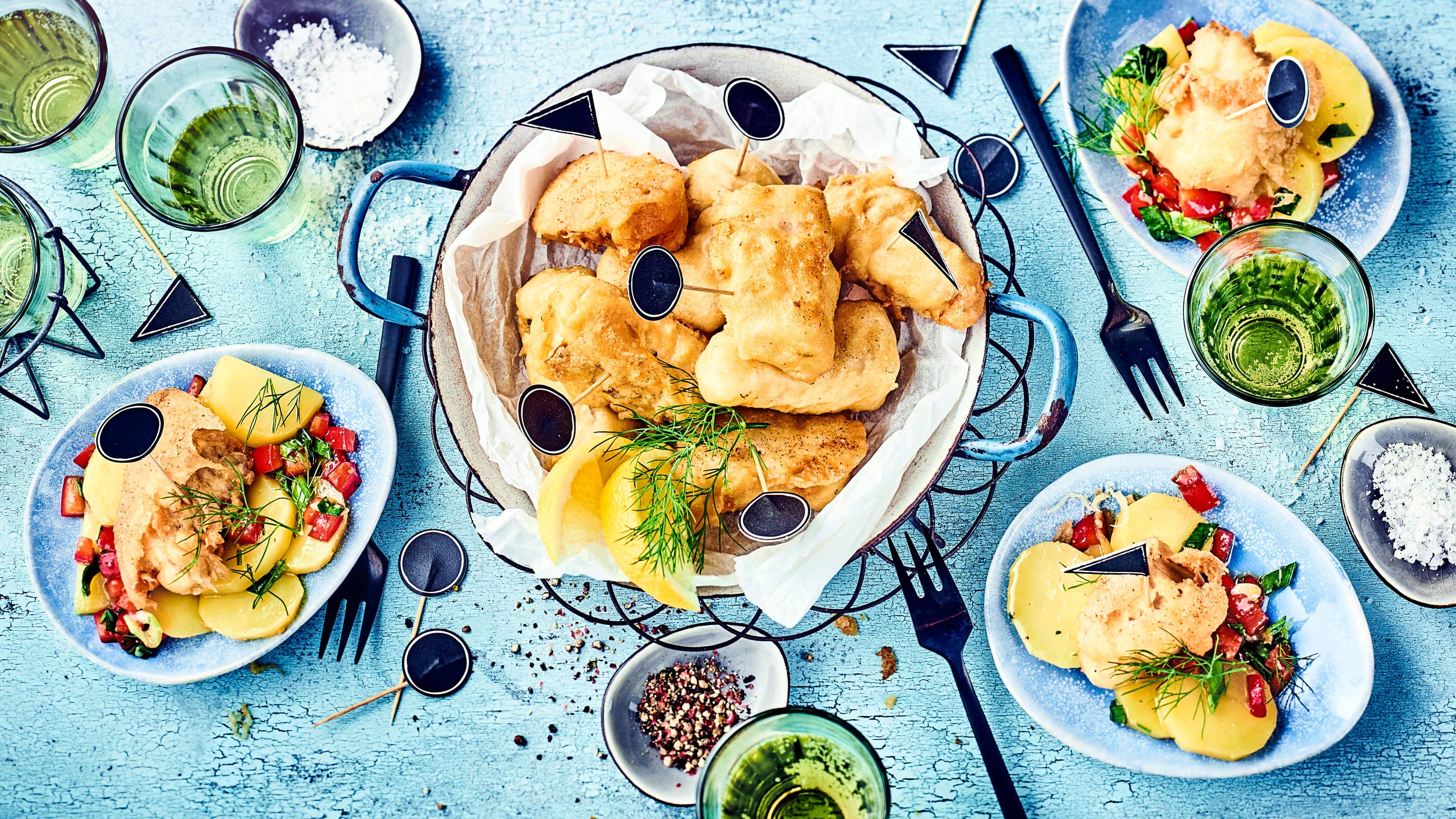 Seelachs in Bierteig Selbstgemacht und sehr lecker: Seelachs in Bierteig ausgebacken mit Kartoffelsalat.