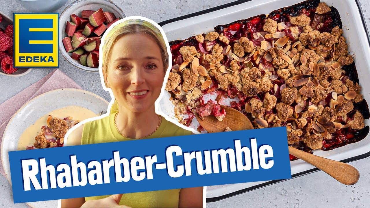 Rhabarber-Crumble YouTube Platzhalterbild für ein Video mit dem Titel 'Rhabarber-Crumble'.