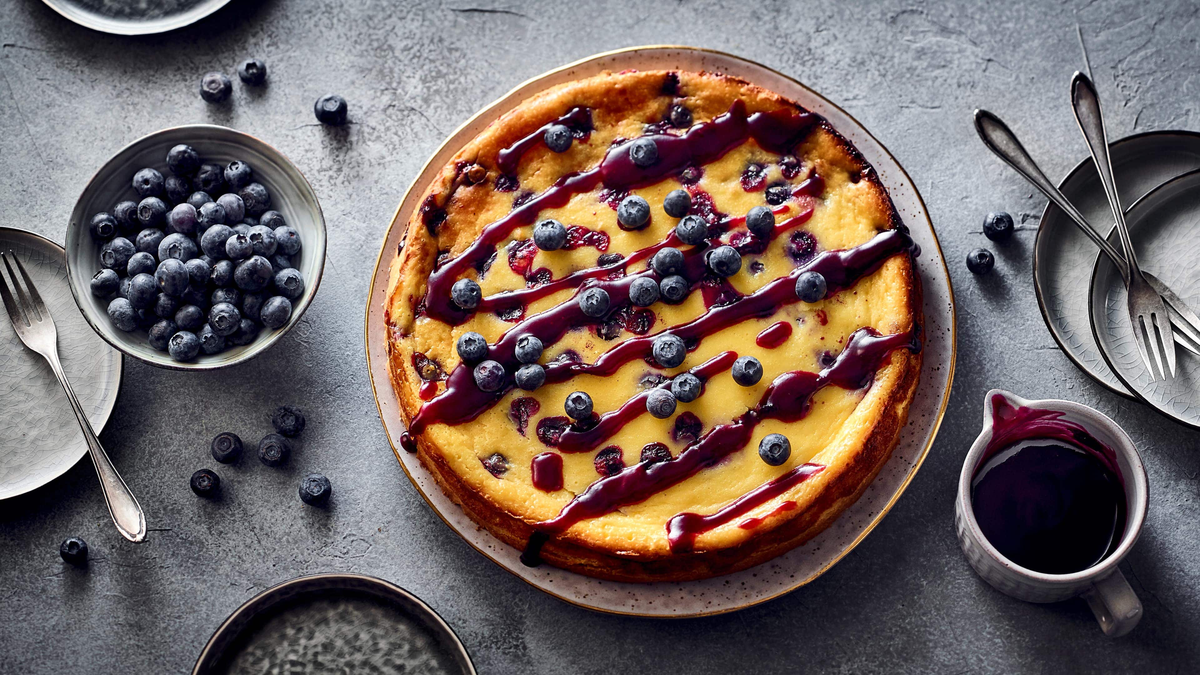 Käsekuchen mit Blaubeeren Käsekuchen mit Blaubeeren