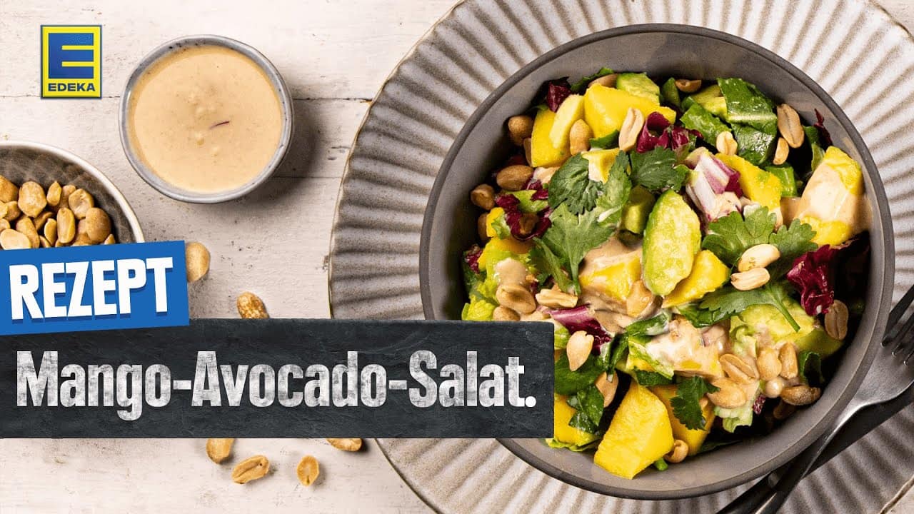 Mango-Avocado-Salat YouTube Platzhalterbild für ein Video mit dem Titel 'Mango-Avocado-Salat'.