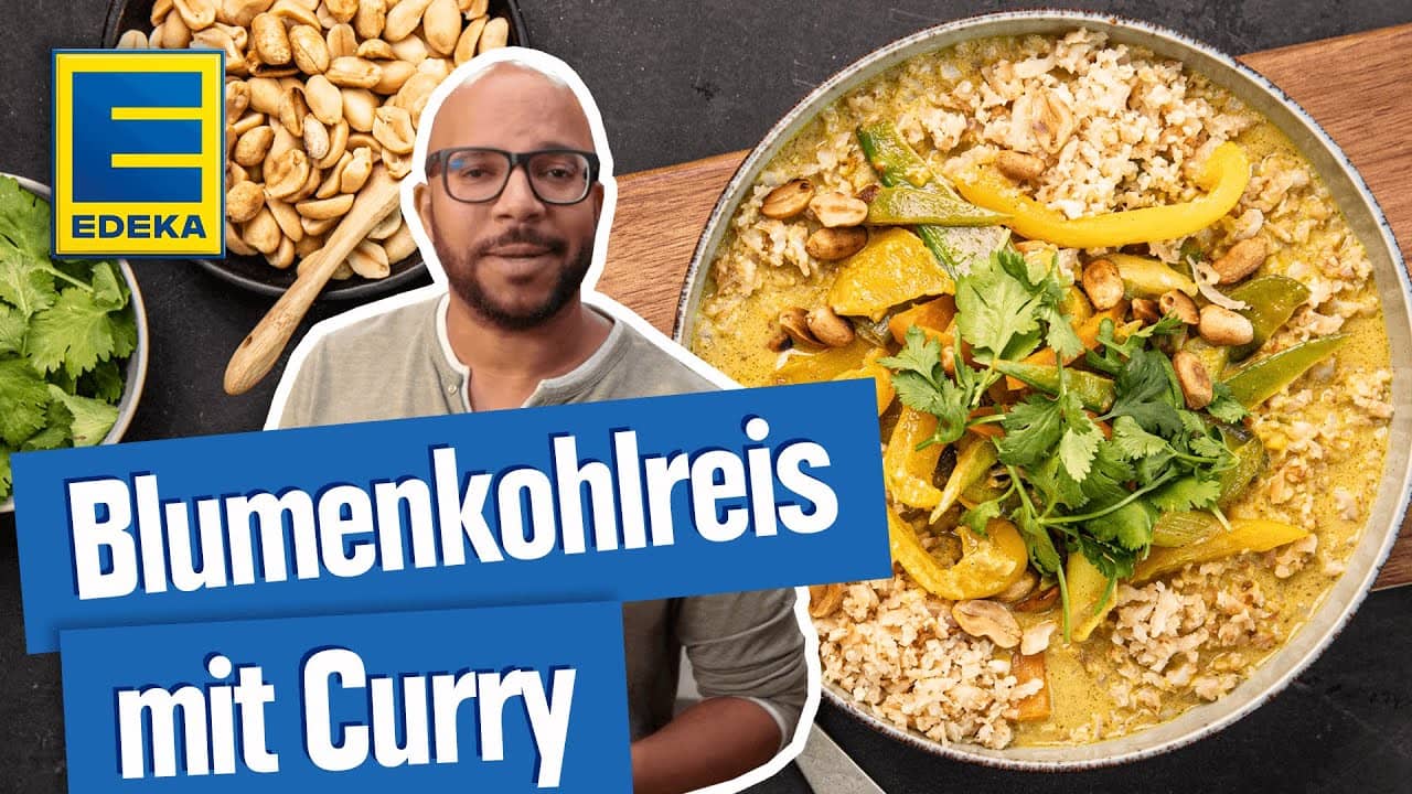 Blumenkohlreis Curry YouTube Platzhalterbild für ein Video mit dem Titel 'Blumenkohlreis Curry'.
