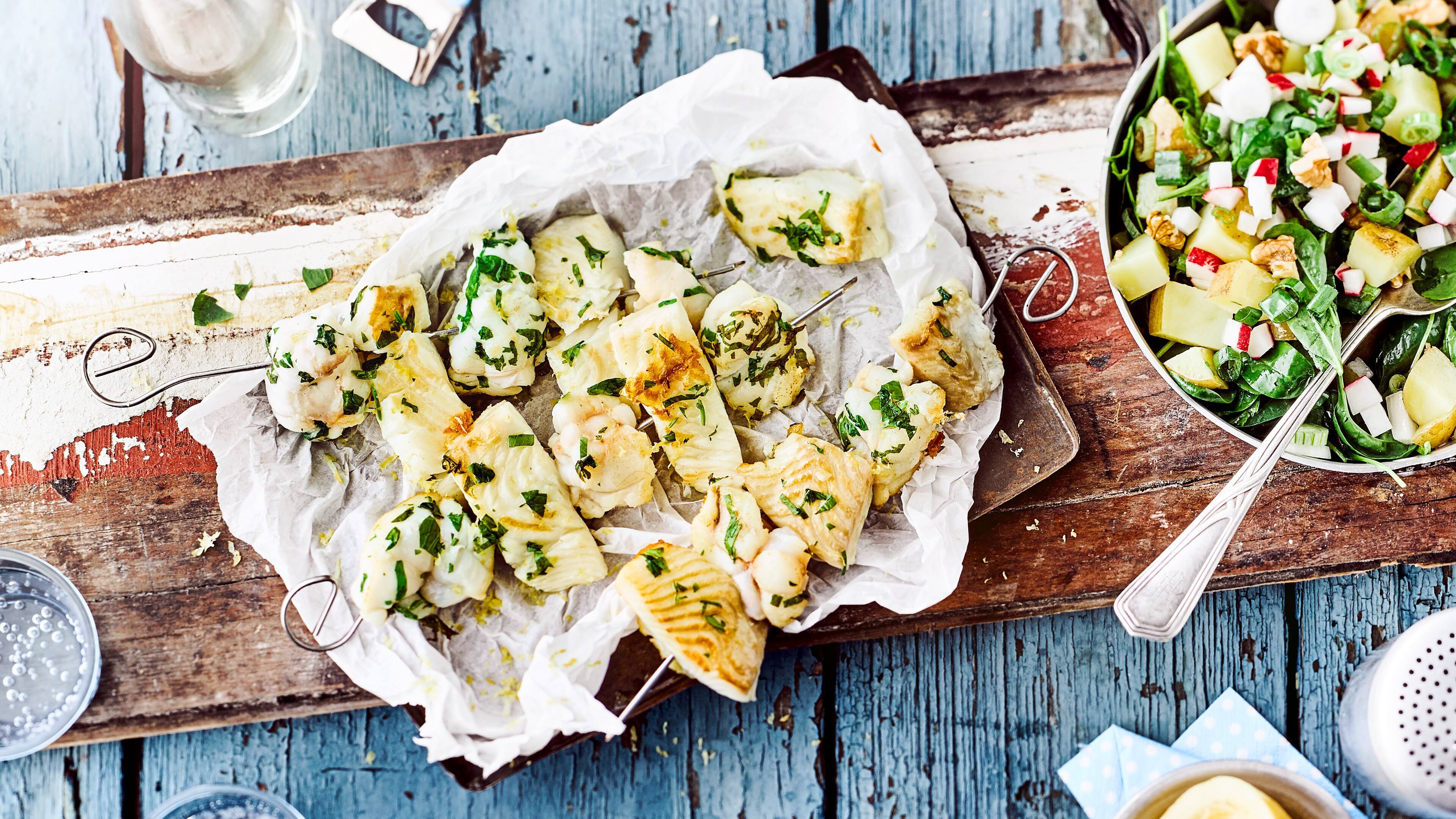 Delikate Fischspieße Delikate Fischspieße
