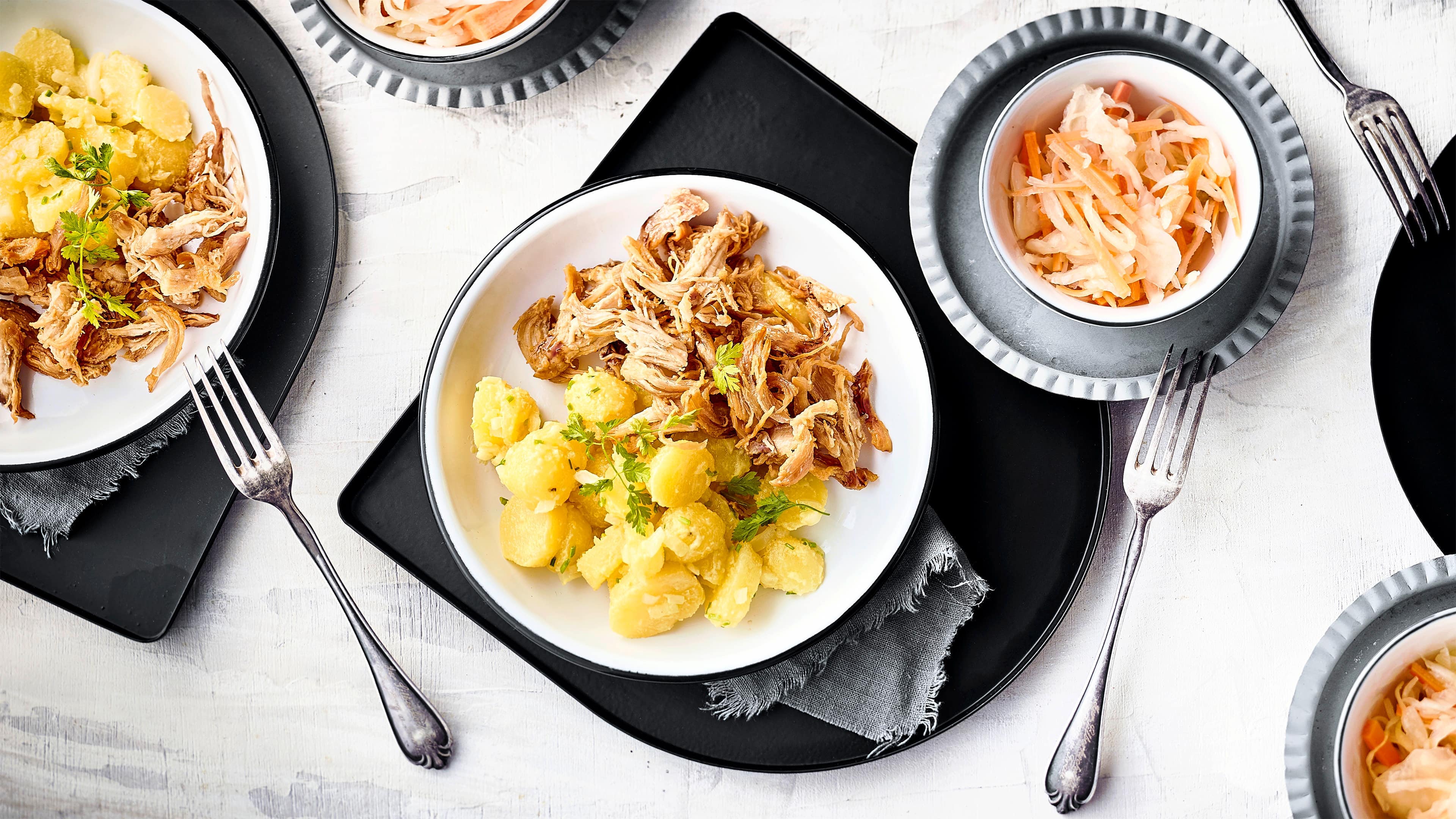 Pulled Chicken an Krautsalat Pulled Chicken an Krautsalat