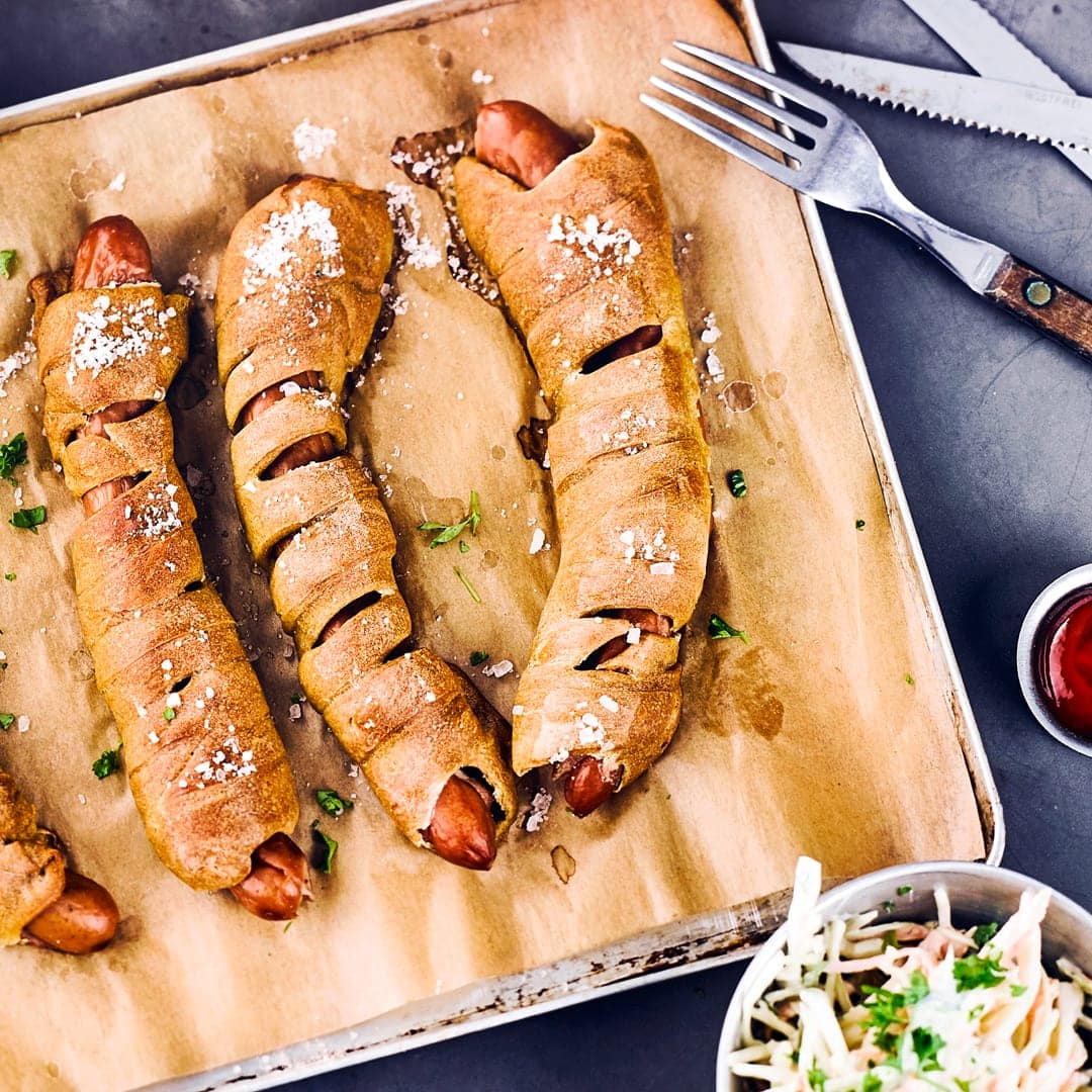 Pretzeldog mit Cole Slaw