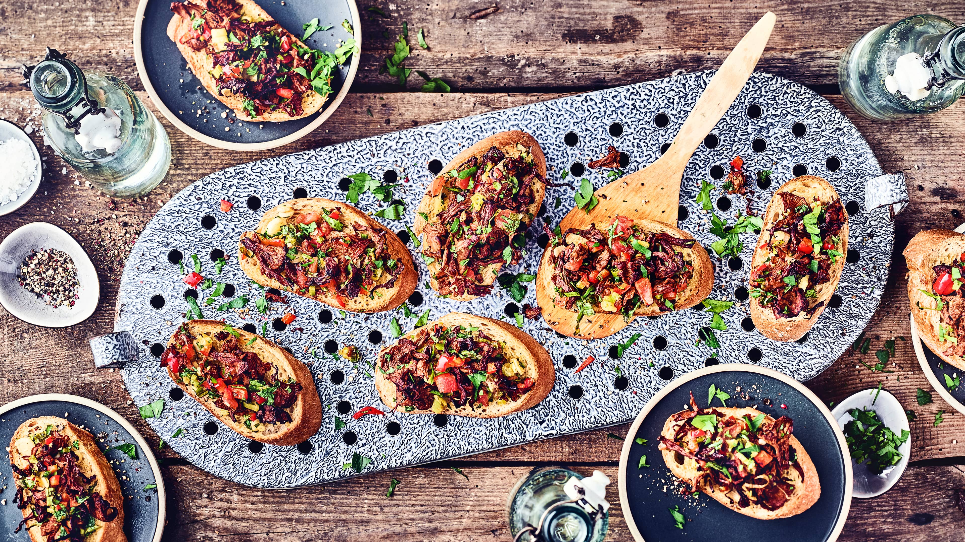 Bruschetta mit Pfifferlingen Bruschetta mit Pfifferlingen