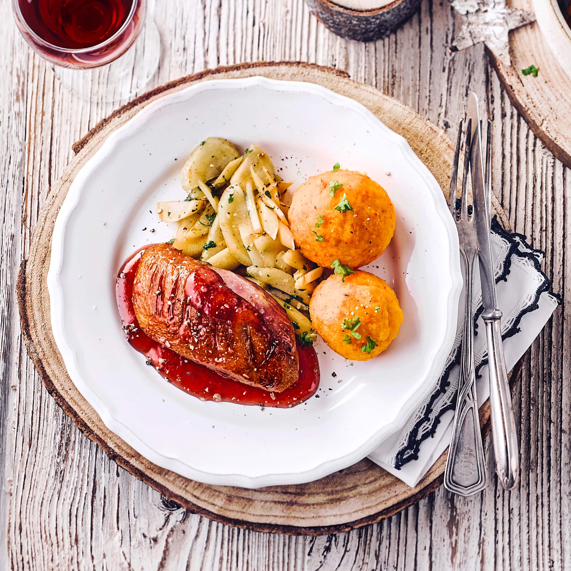 Ente mit Johannisbeer-Gelee