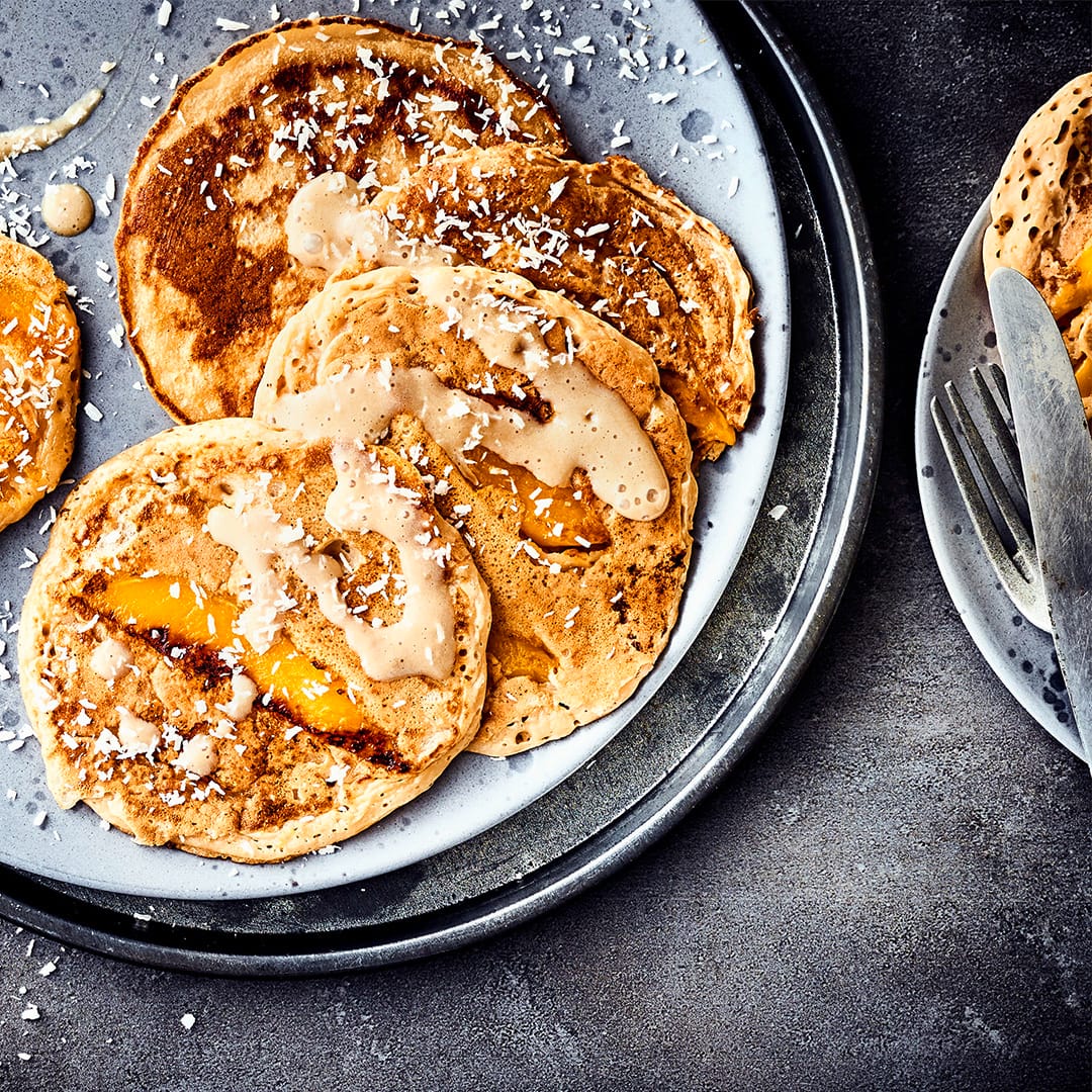 Mango-Pancakes mit Karamell
