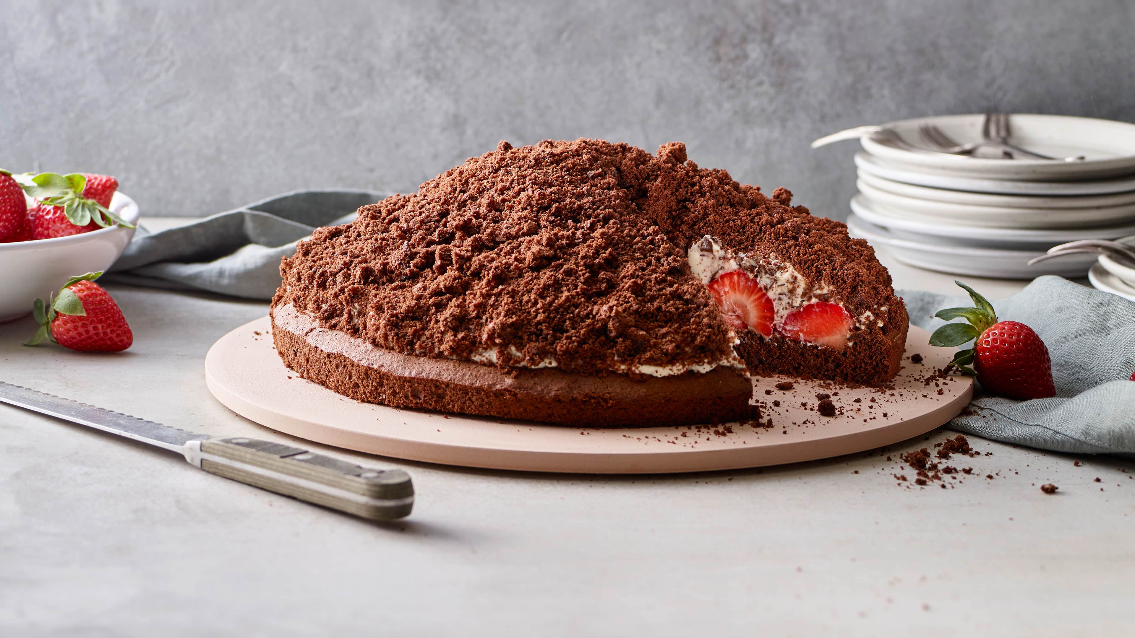 Maulwurfkuchen mit Erdbeeren Maulwurfkuchen mit Erdbeeren