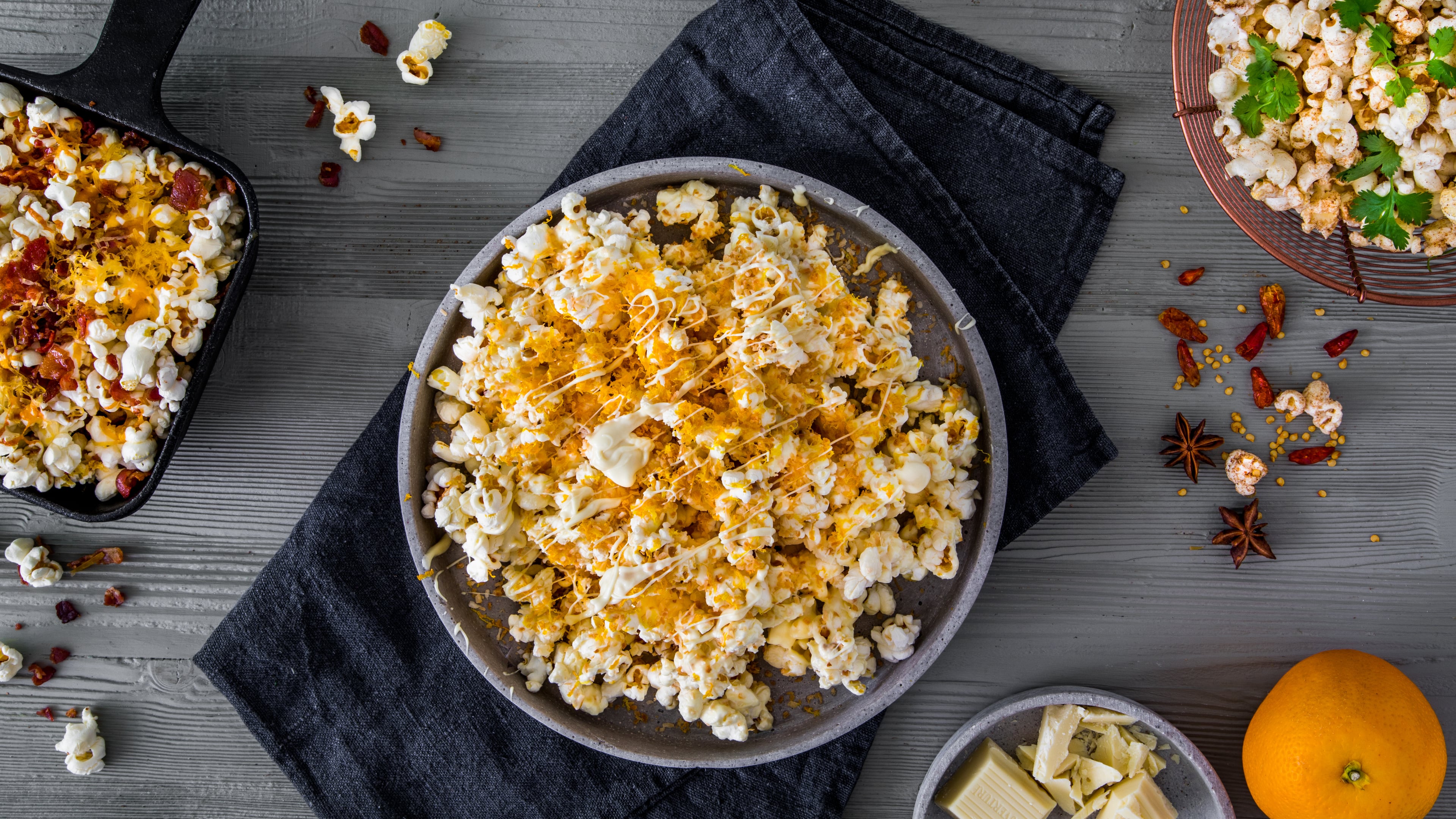 Popcorn in drei Varianten Popcorn in drei Varianten