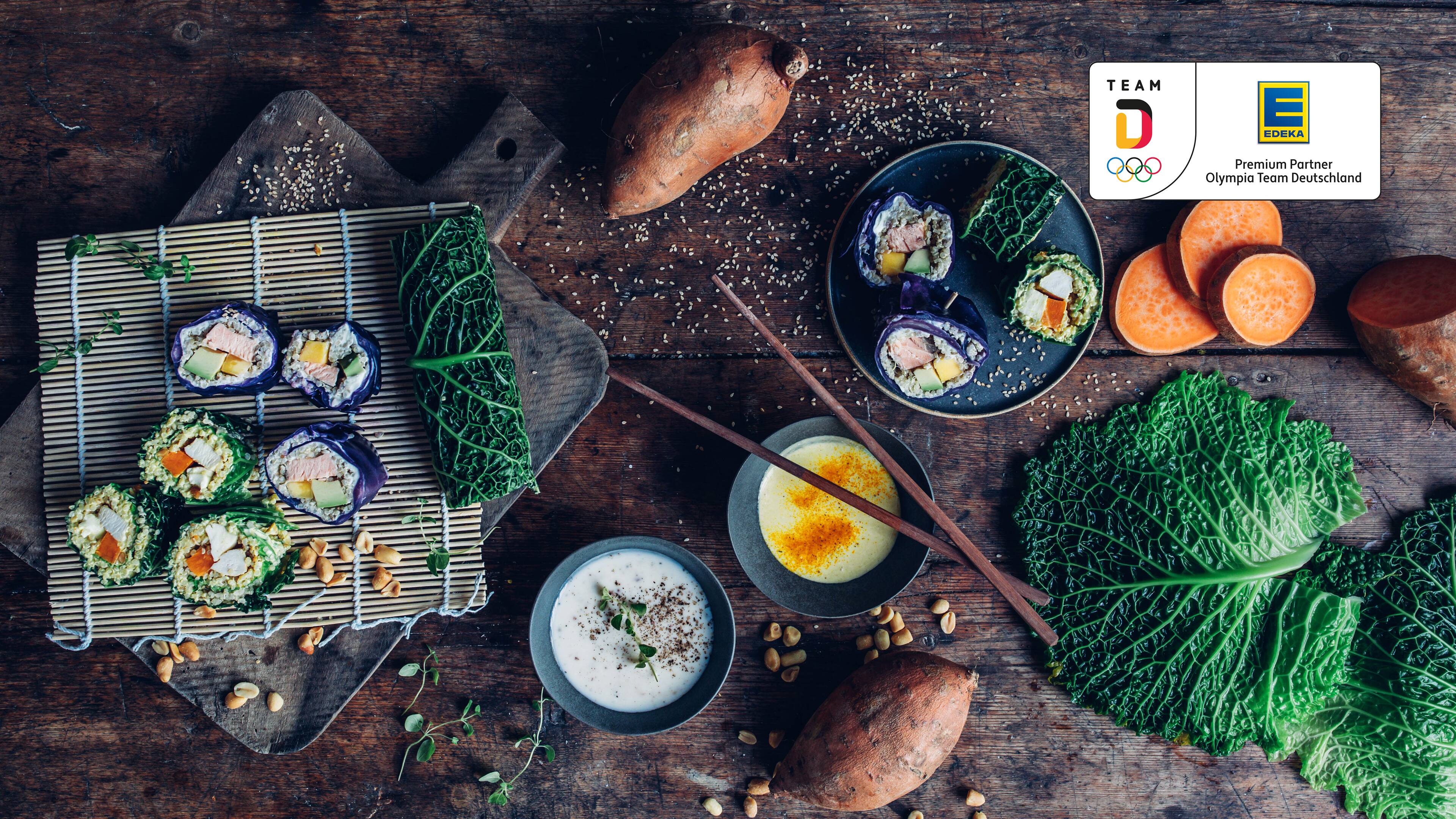 Quinoa-Sushi mit Lachs und Hähnchen