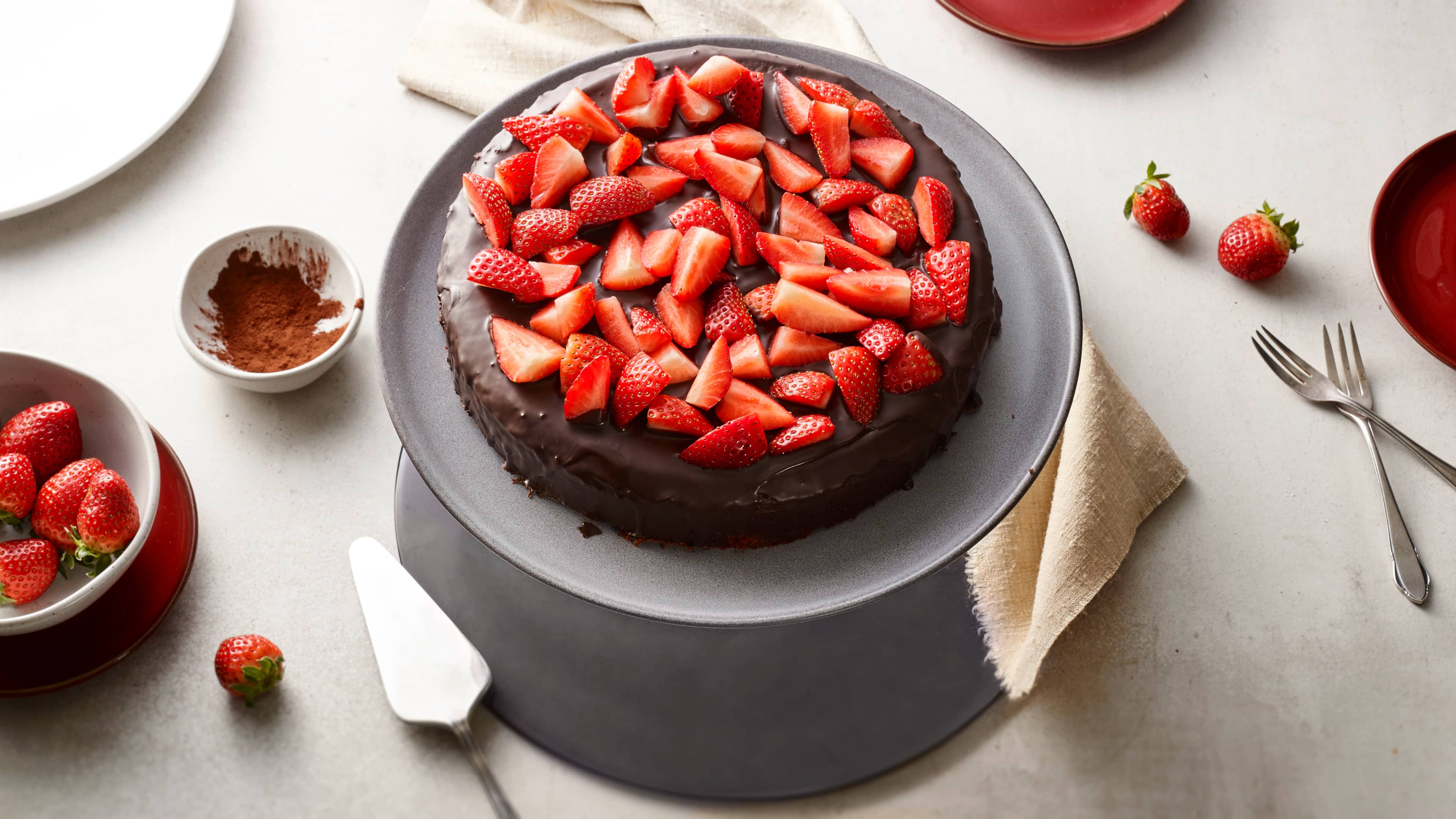 Schokokuchen mit Erdbeeren Schokokuchen mit Erdbeeren