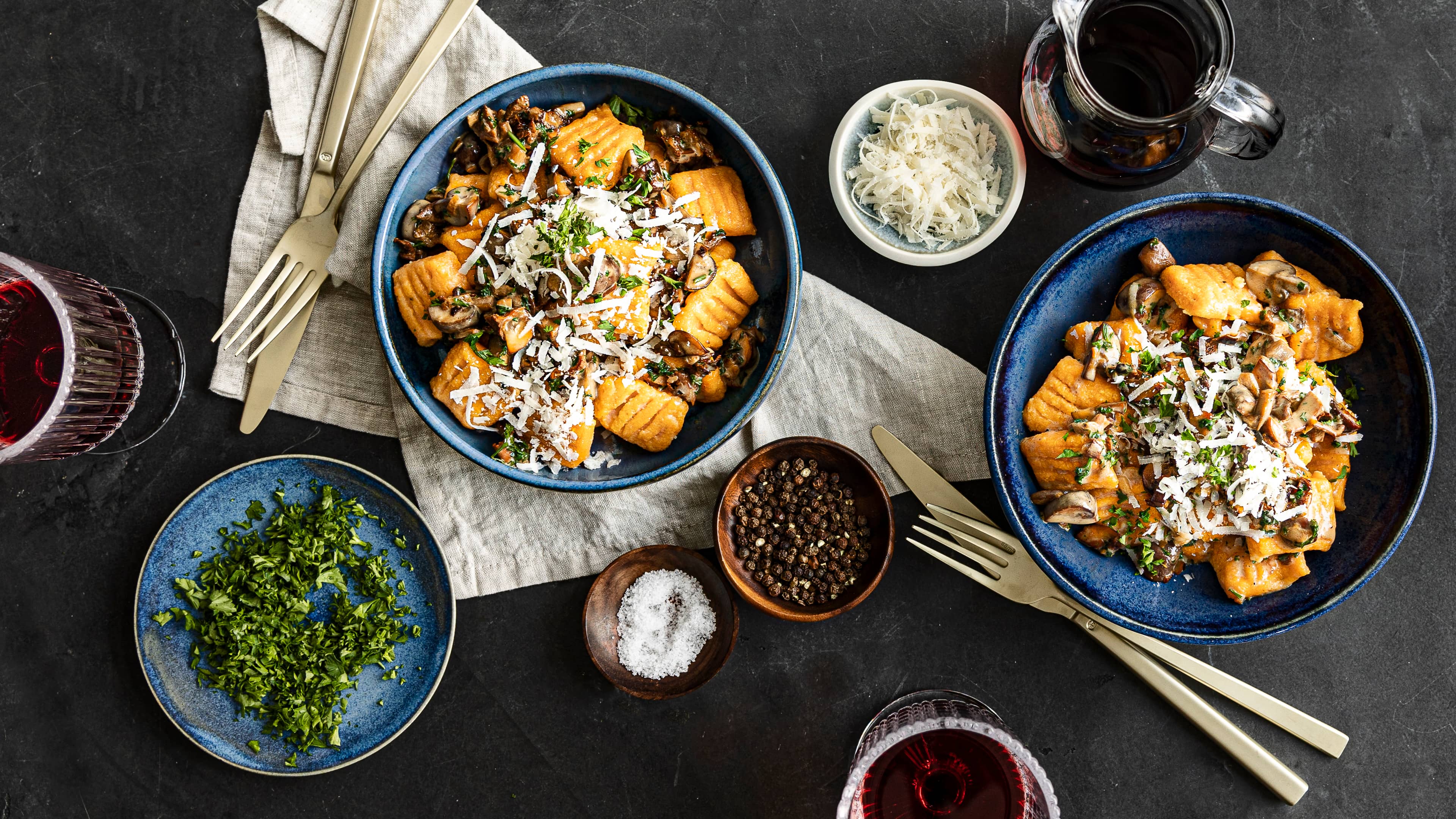 Süßkartoffel-Gnocchi mit Pilzsoße Süßkartoffel-Gnocchi mit Pilzsoße