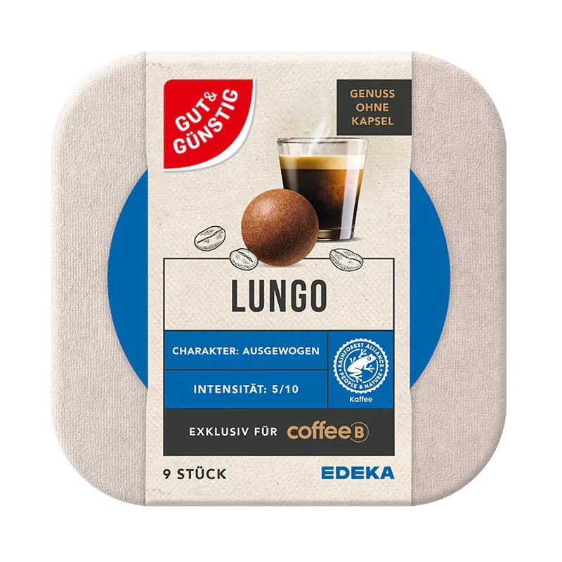 Lungo, Charakter: ausgewogen, Intensität 5/10, neun Stück.